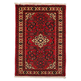2x3 Rust, Ivory, Blue Color Hand Knotted Abadeh Wool Traditional Oriental Rug